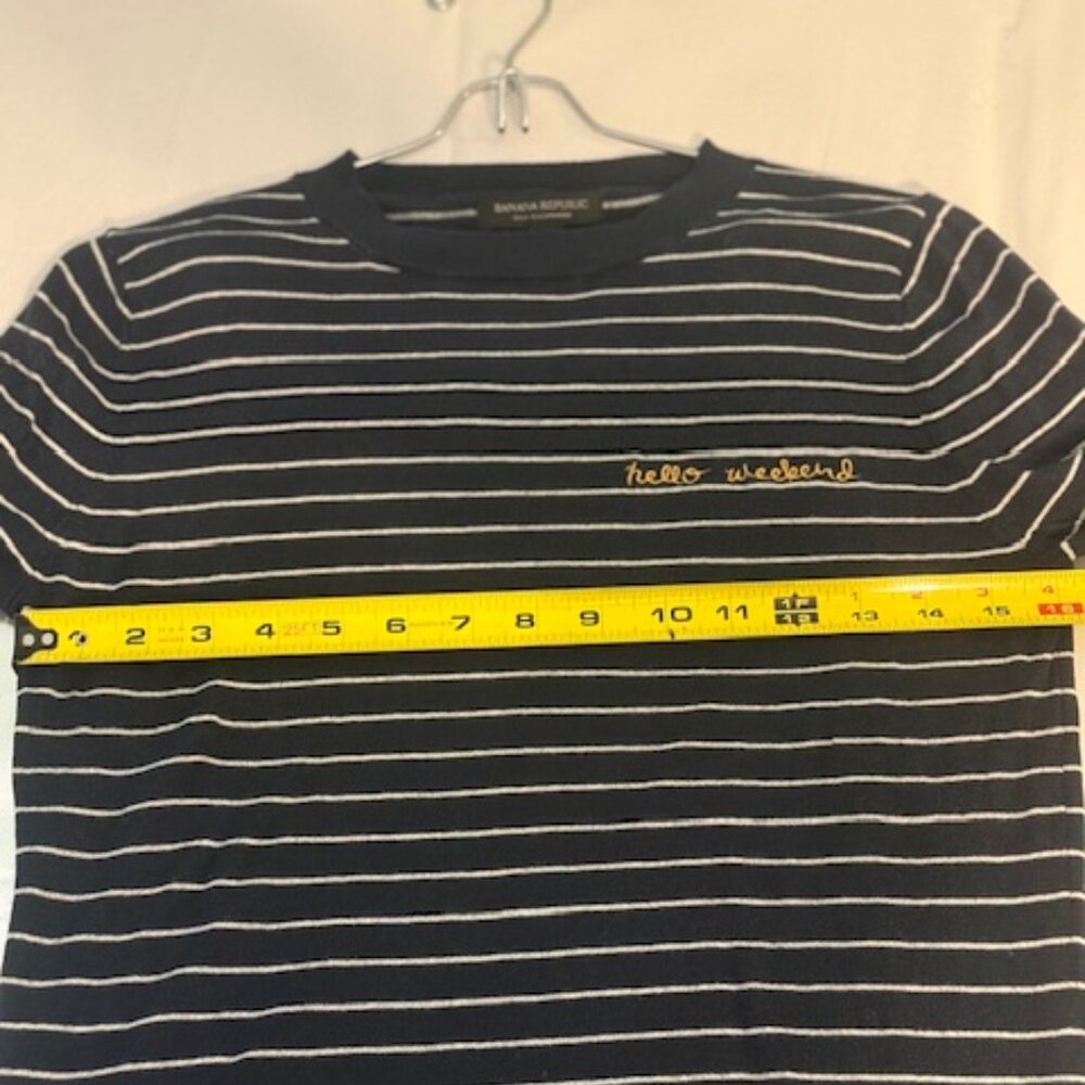 Banana Republic "Hello Weekend" Striped Navy Crewneck Sweater - Size Small - Picture 5 of 8